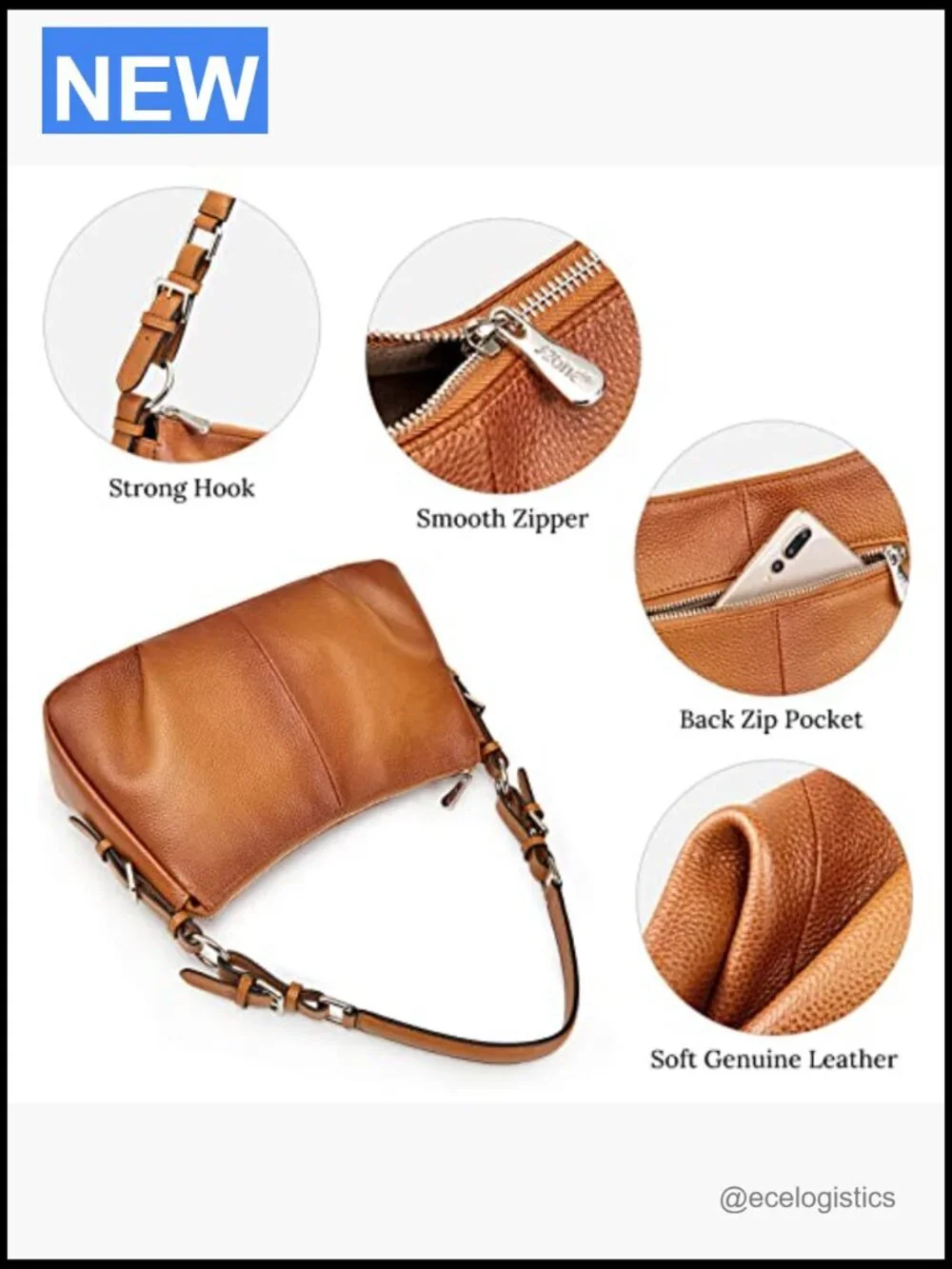 Genuine Leather Hobo Bag Shoulder Handbag Top Handle Purse